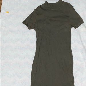 Army green rubber mini dress